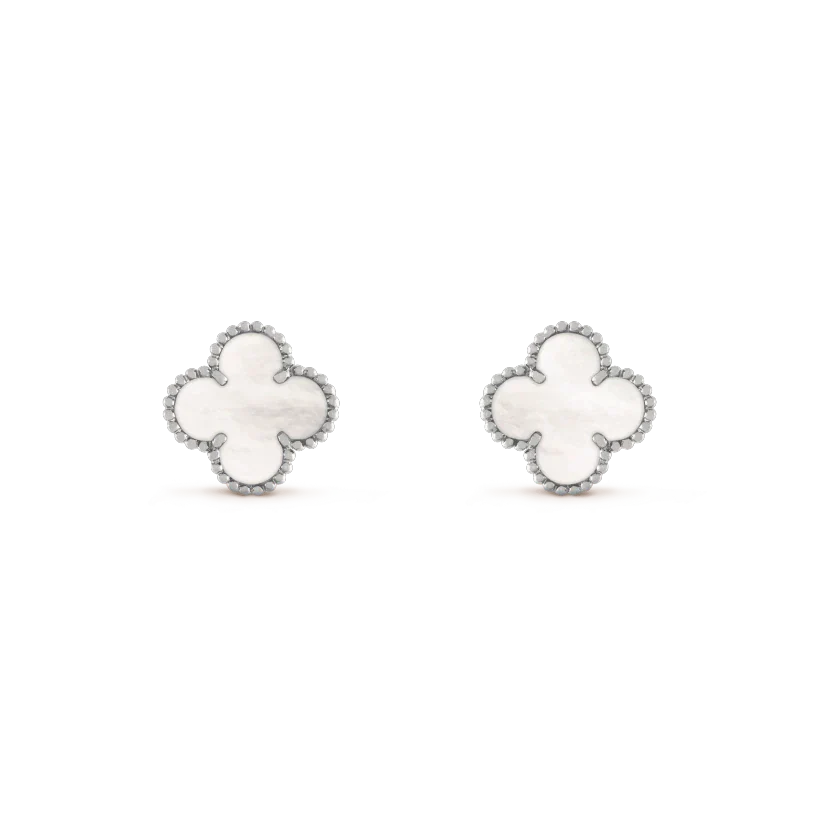 [Kismet Jewels ]CLOVER MEDIUM 1 MOTIFS  WHITE MOP EARRINGS SILVER