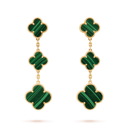 [Kismet Jewels ]CLOVER MALACHITE 3 MOTIFS GOLD