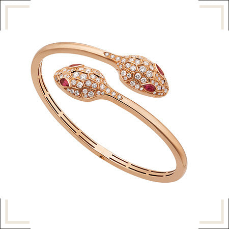 [Echo ]SERPENTI BRACELET PINK GOLD DIAMOND DOUBLE SNAKE