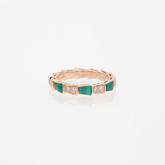 [Echo ]SERPENTI RING PINK GOLD MALACHITE DIAMOND 3MM