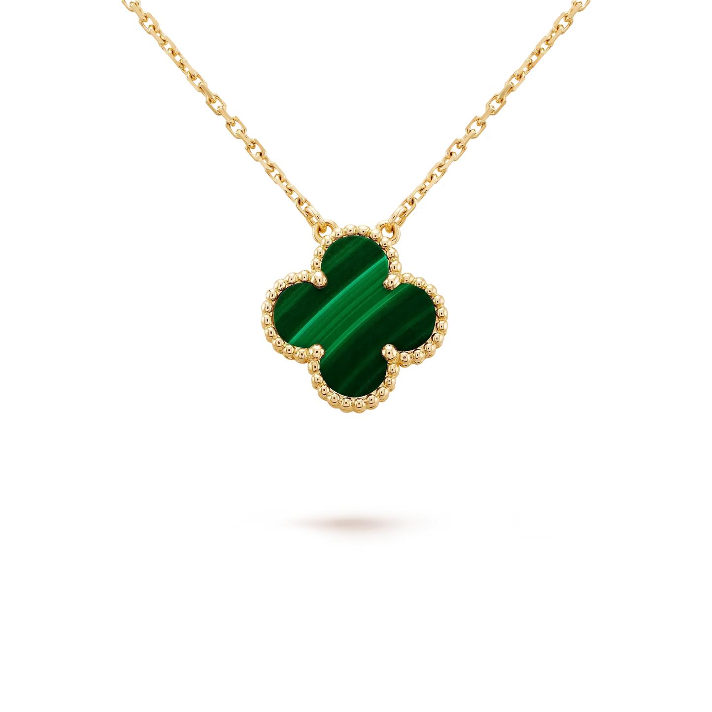 [Kismet Jewels ]CLOVER 15MM MALACHITE SINGLE FLOWER  NECKLACE