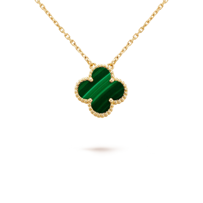 [Kismet Jewels ]CLOVER 15MM MALACHITE SINGLE FLOWER  NECKLACE