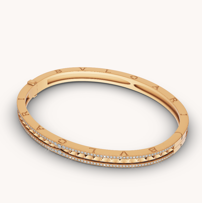 [Kismet Jewels ]ZERO 1 SPIRAL AND PAVED DIAMOND GOLD BRACELET