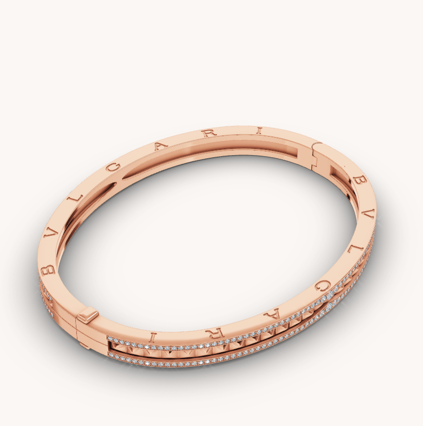 [Kismet Jewels ]ZERO 1 SPIRAL AND PAVED DIAMOND PINK GOLD BRACELET