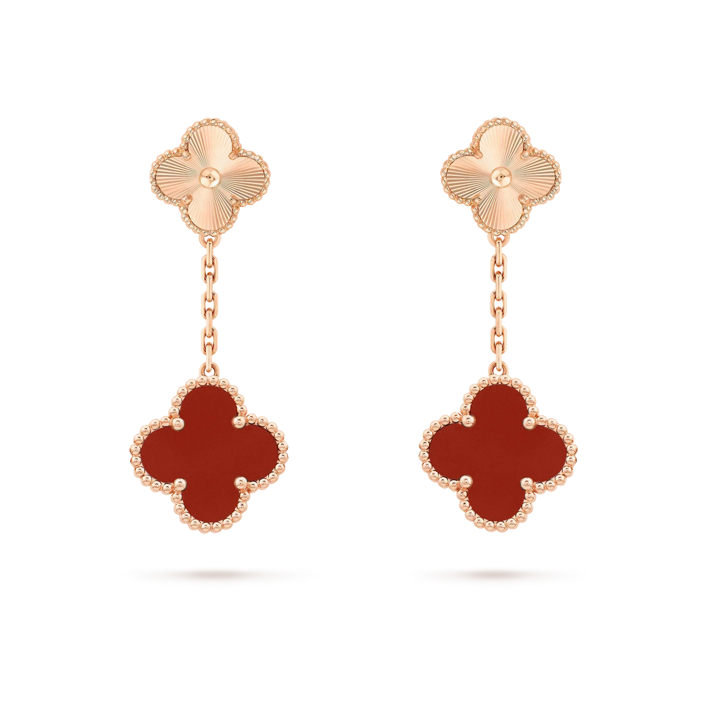 [Kismet Jewels ]CLOVER 2 MOTIF  LASER CARNELIAN EARRINGS