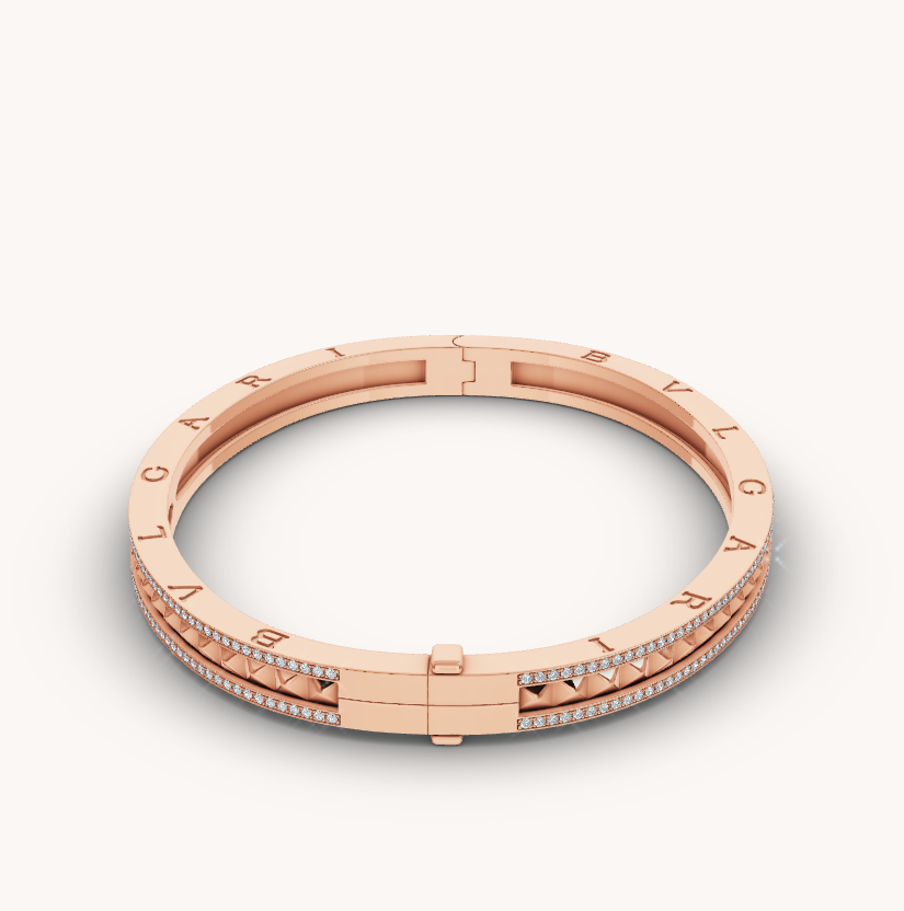 [Kismet Jewels ]ZERO 1 SPIRAL AND PAVED DIAMOND PINK GOLD BRACELET