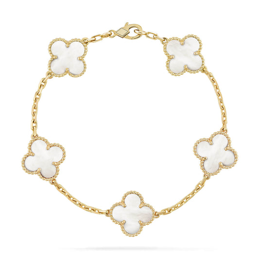 [ECHO]CLOVER  5 MOTIF WHITE MOP BRACELET