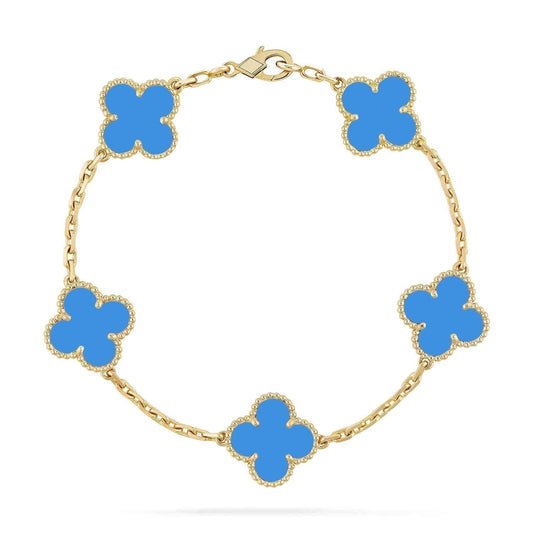 [ECHO]CLOVER 5 MOTIFS BLUE AGATE BRACELET