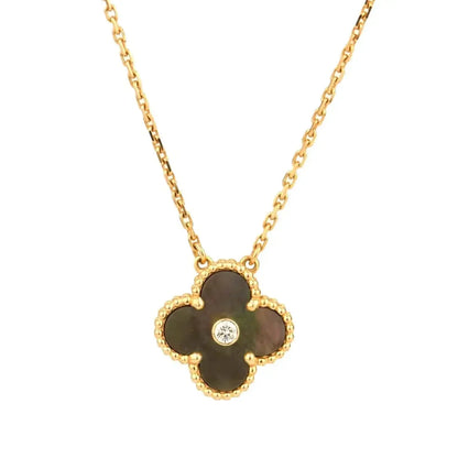 [Kismet Jewels ]CLOVER 15MM DIAMOND AND MOTHER-OF-GREY NECKLACE