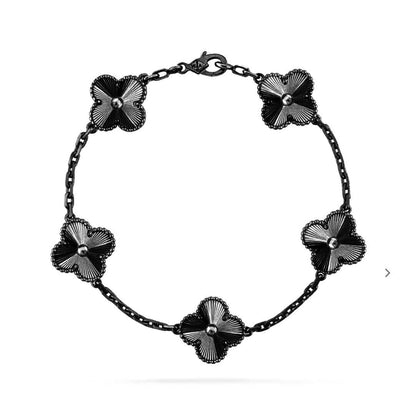 [Kismet Jewels ]CLOVER 5 MOTIF BLACK BRACELET