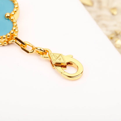 [Kismet Jewels ]CLOVER 5 MOTIF TURQUOISE DIAMOND GOLD BRACELET