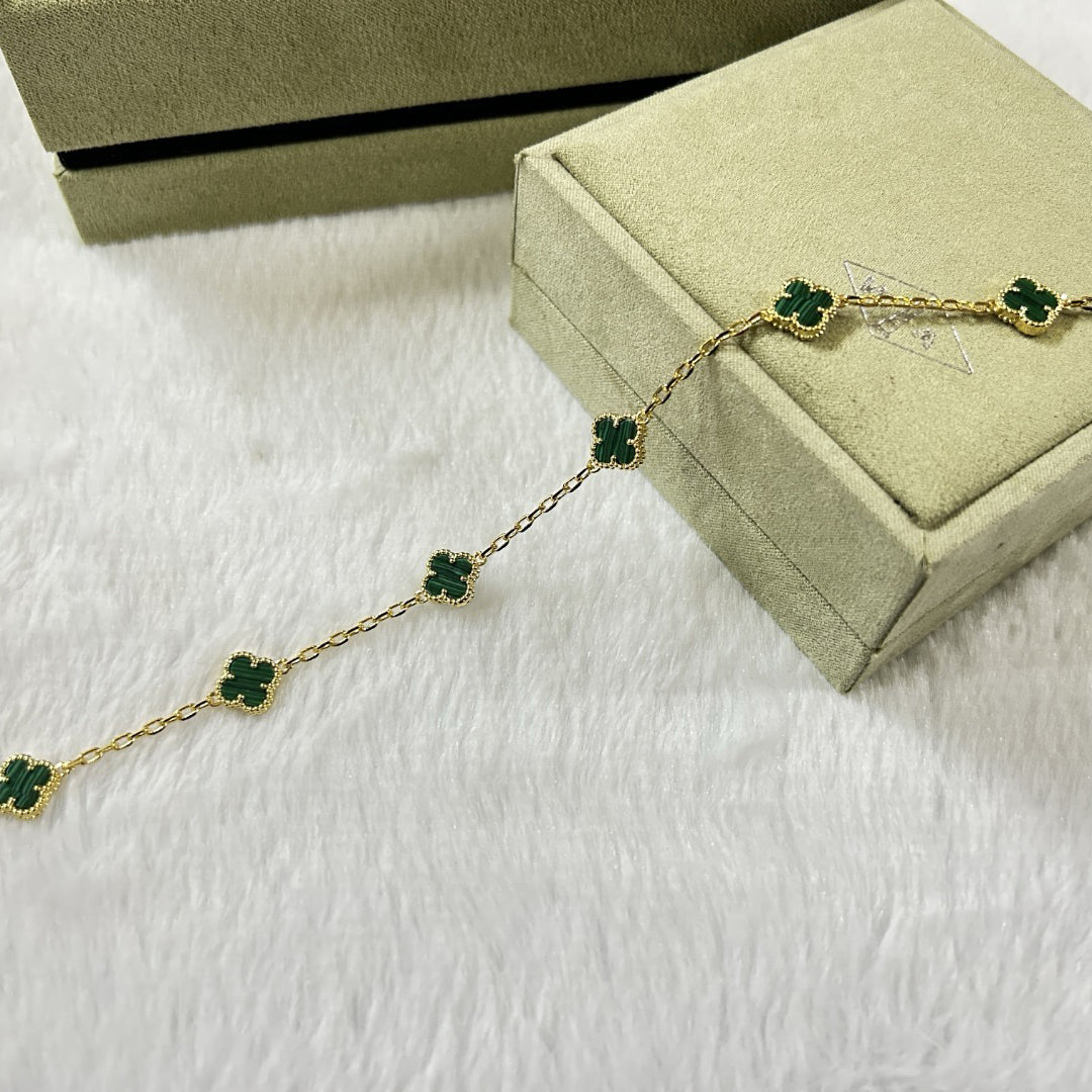 [Kismet Jewels ]CLOVER 6 MOTIF MALACHITE BRACELET