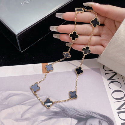 [Kismet Jewels ]CLOVER 10 MOTIFS ONYX NECKLACE