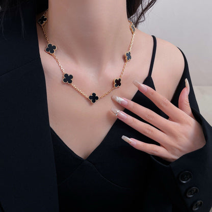 [Kismet Jewels ]CLOVER 10 MOTIFS ONYX NECKLACE