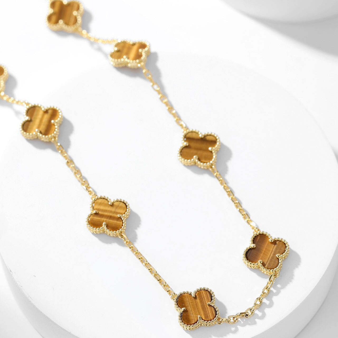 [Kismet Jewels ]CLOVER 10 MOTIFS TIGER EYE NECKLACE