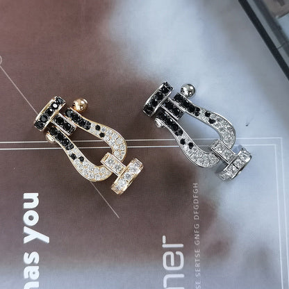 [Kismet Jewels ]FORCE LARGE HORSESHOE BLACK WHITE DIAMOND BRACELET ROSE GOLD