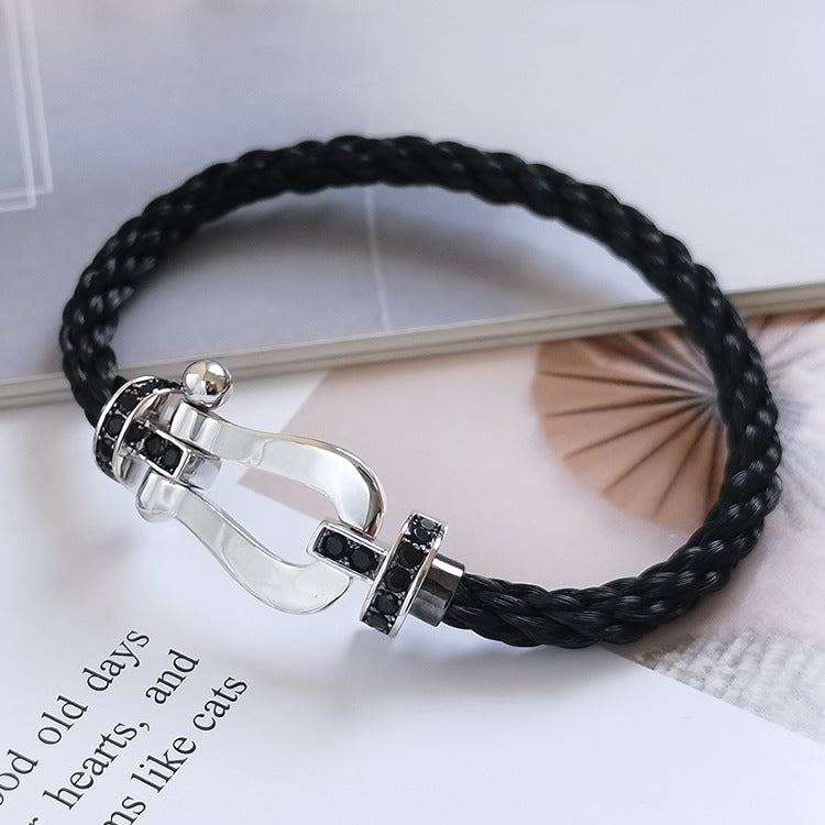 [Kismet Jewels ]FORCE LARGE HORSESHOE BLACK DIAMOND BRACELET SILVER