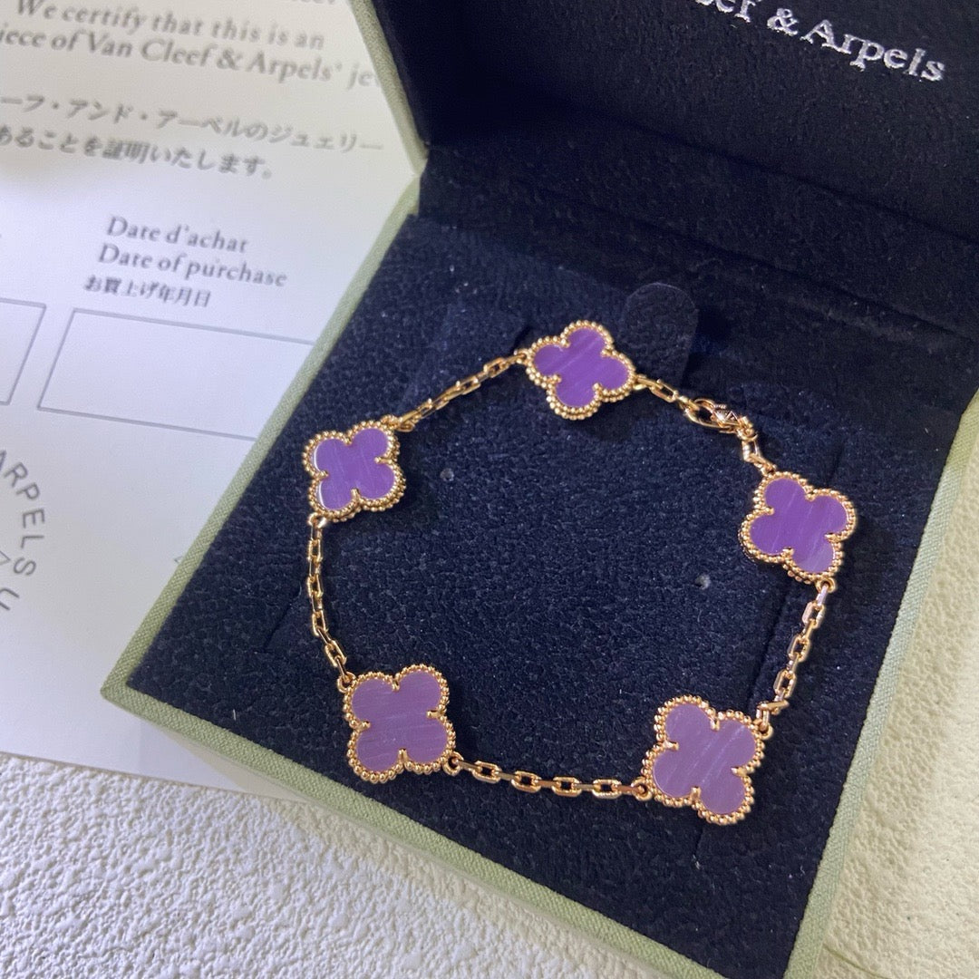 [Kismet Jewels ]CLOVER  5 MOTIFS  PURPLE VIOLET BRACELET