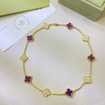 [Kismet Jewels ]CLOVER 10 MOTIFS  PURPLE VIOLET DIAMOND NECKLACE