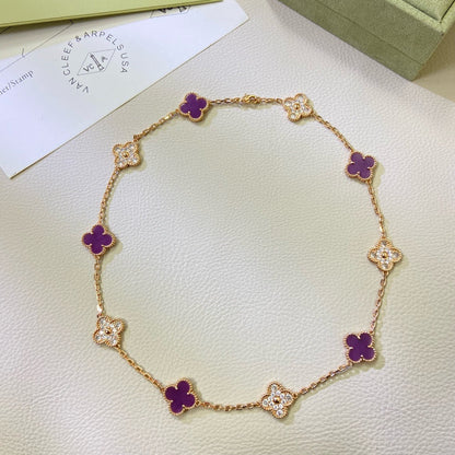 [Kismet Jewels ]CLOVER 10 MOTIFS  PURPLE VIOLET DIAMOND NECKLACE
