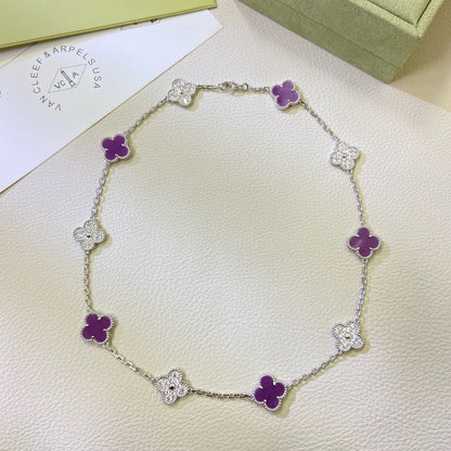 [Kismet Jewels ]CLOVER 10 MOTIFS  PURPLE VIOLET DIAMOND NECKLACE