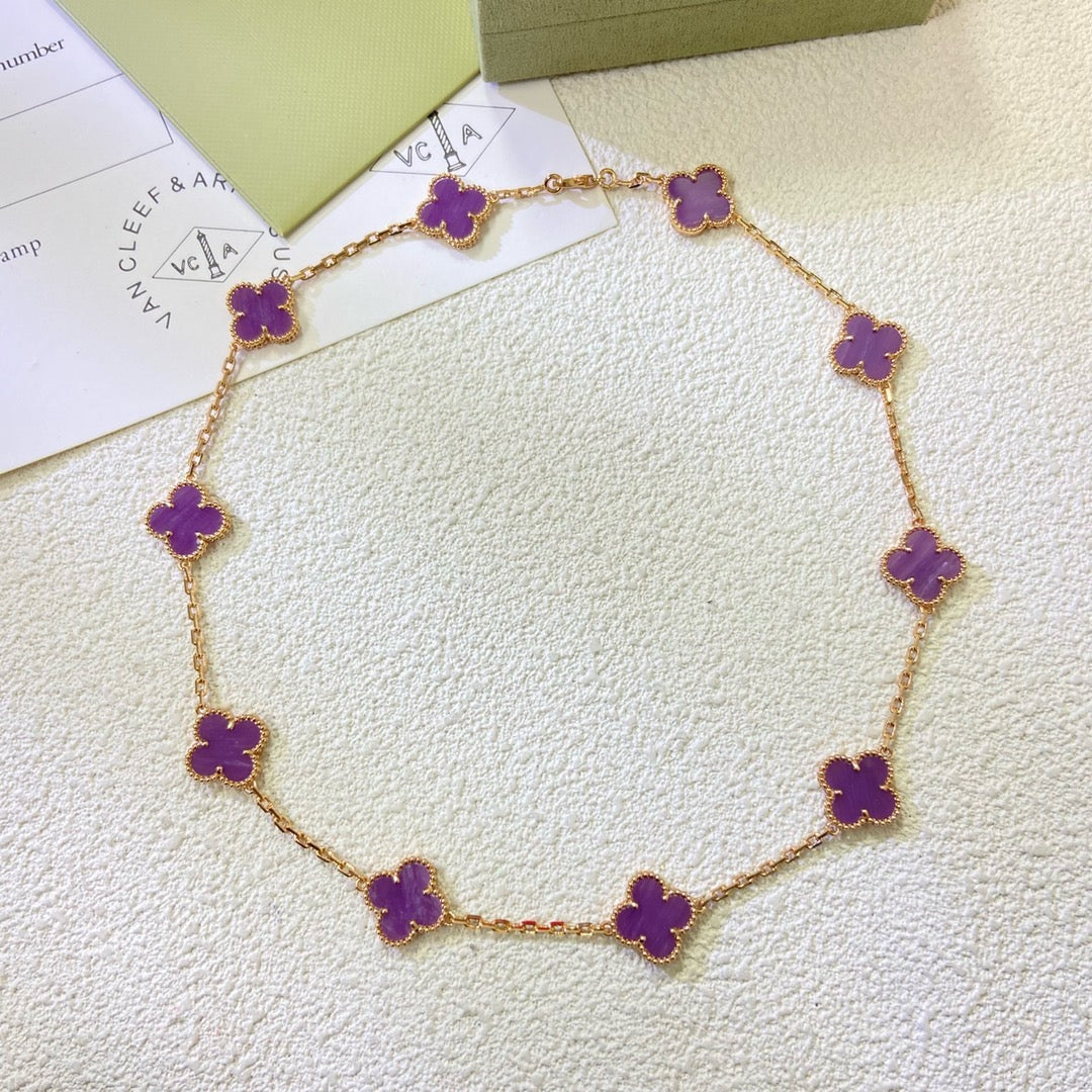 [Kismet Jewels ]CLOVER 10 MOTIFS  PURPLE VIOLET  NECKLACE