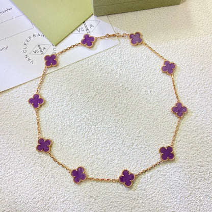 [Kismet Jewels ]CLOVER 10 MOTIFS  PURPLE VIOLET  NECKLACE