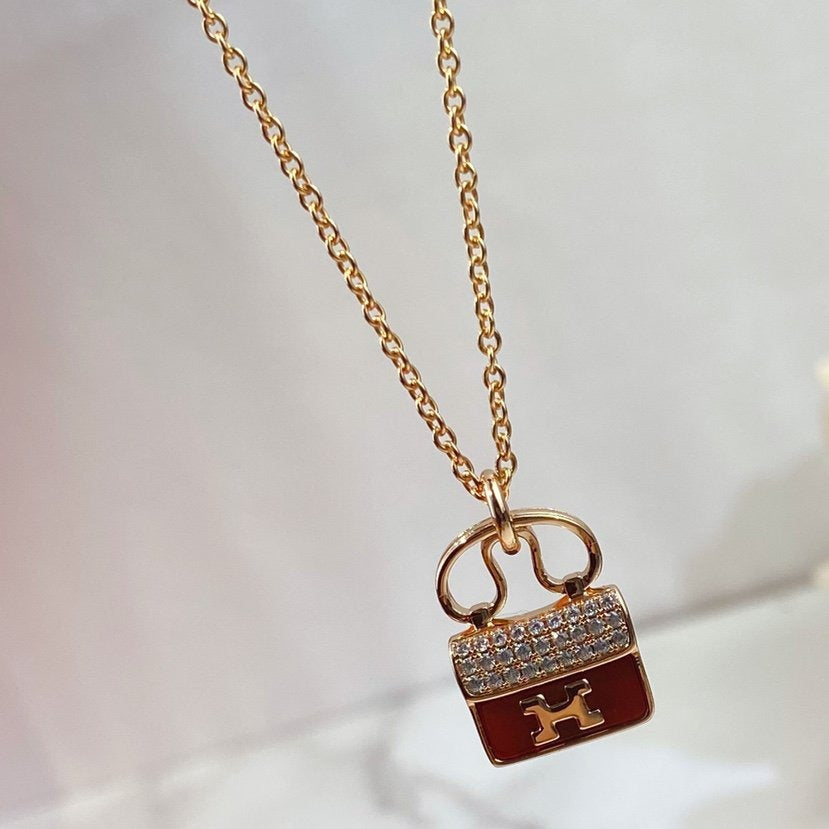 [Kismet Jewels ]CONSTANCE RED PEDANT PINK GOLD NECKLACE