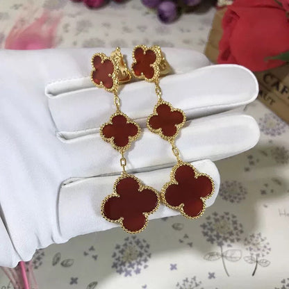 [Kismet Jewels ]CLOVER 3 MOTIF CARNELIAN DROP EARRINGS