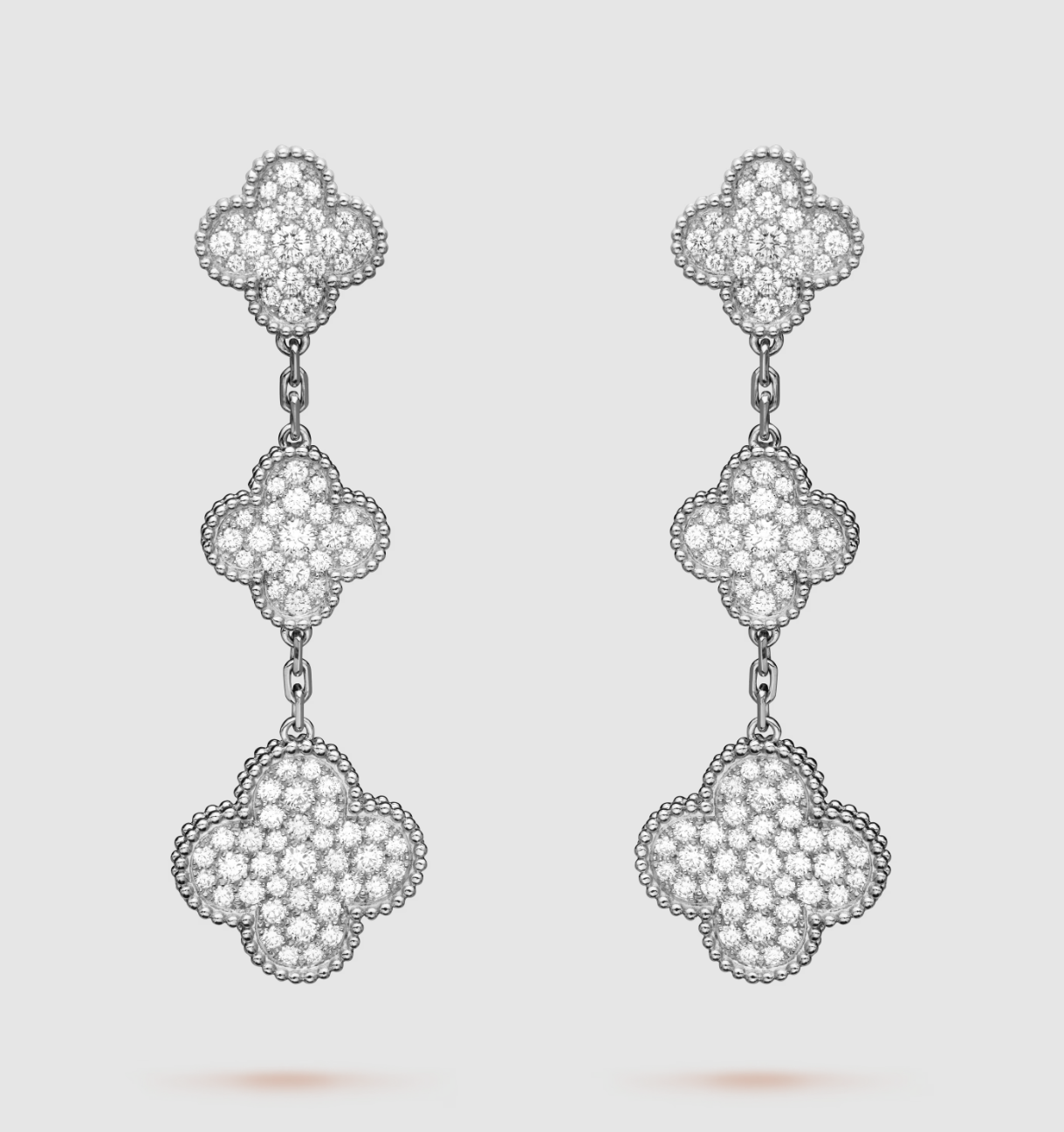 [Kismet Jewels ]CLOVER 3 MOTIF DIAMOND SILVER DROP EARRINGS