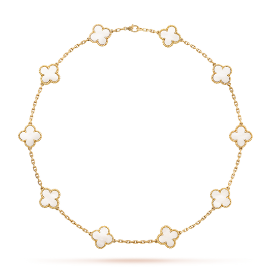 [Echo Fine ]CLOVER 10 MOTIFS WHITE MOTHER OF PEARL NECKLACE