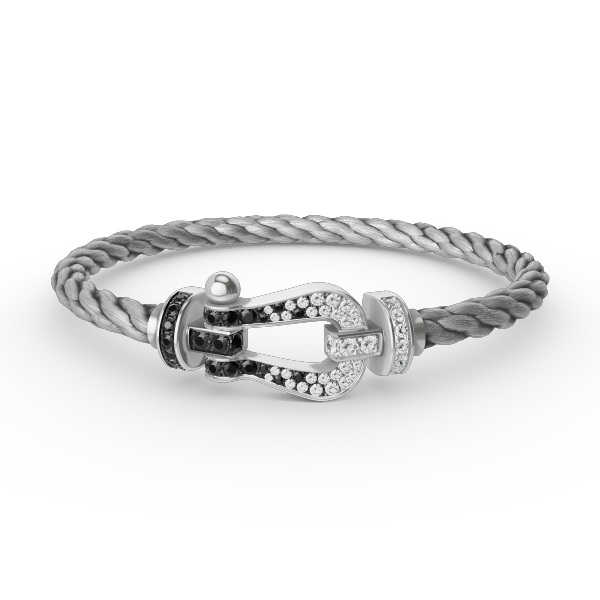 [Kismet Jewels ]FORCE LARGE HORSESHOE BLACK WHITE DIAMOND BRACELET SILVER