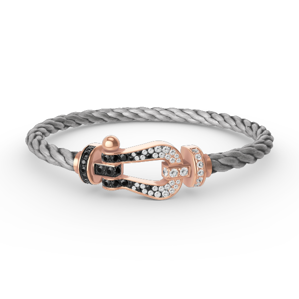 [Kismet Jewels ]FORCE LARGE HORSESHOE BLACK WHITE DIAMOND BRACELET ROSE GOLD