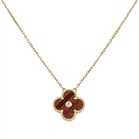 [Kismet Jewels ]CLOVER 15MM DIAMOND AND YELLOW TIGER'S EYE AGATE necklace