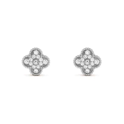 [Kismet Jewels ]CLOVER 1 MOTIFS DIAMOND STUD EARRINGS SILVER