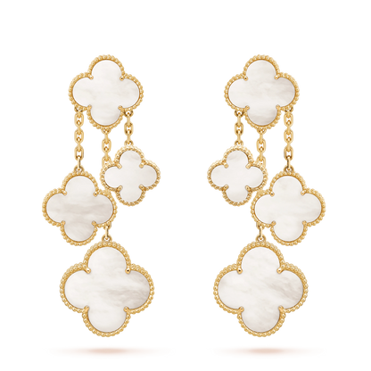 [Kismet Jewels ]CLOVER EARRINGS WHITE MOP 4 MOTIFS GOLD