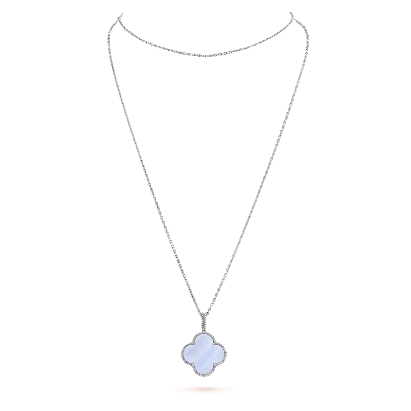 [Kismet Jewels ]CLOVER SILVER CHALCEDONY BIG CLOVER NECKLACE