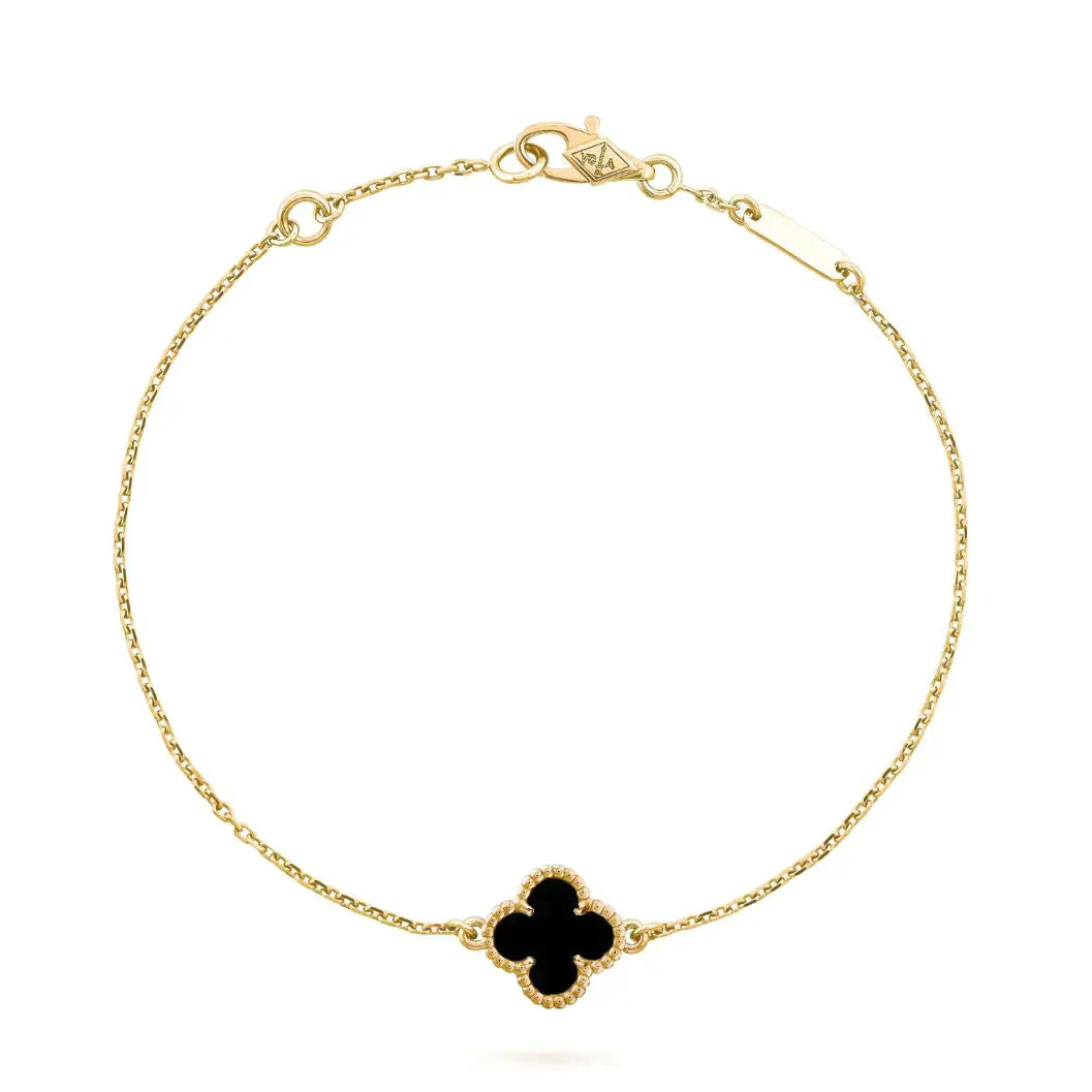 [Kismet Jewels ]CLOVER ONYX SINGLE FLOWER BRACELET