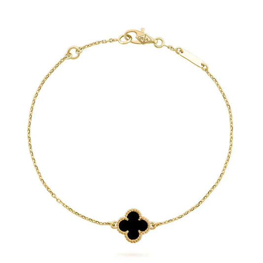 [Kismet Jewels ]CLOVER ONYX SINGLE FLOWER BRACELET