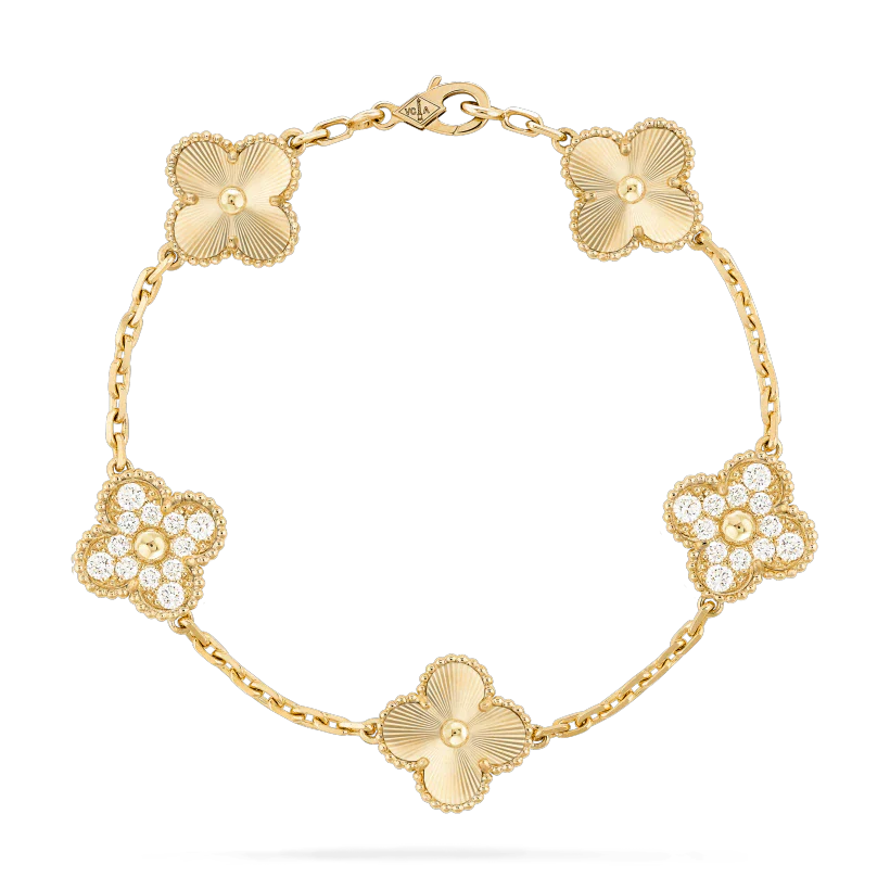 [Kismet Jewels ]CLOVER BRACELET 5 MOTIFS GOLD DIAMOND