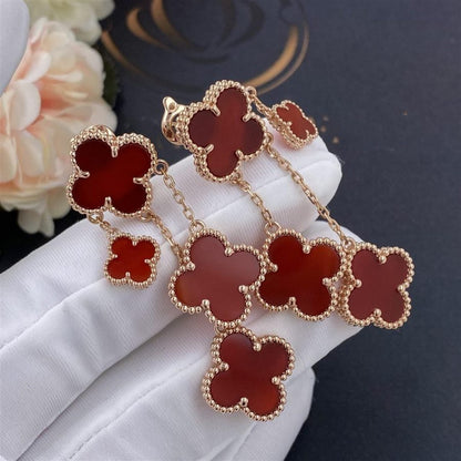 [Kismet Jewels ]CLOVER EARRINGS CARNELIAN 4 MOTIFS PINK GOLD