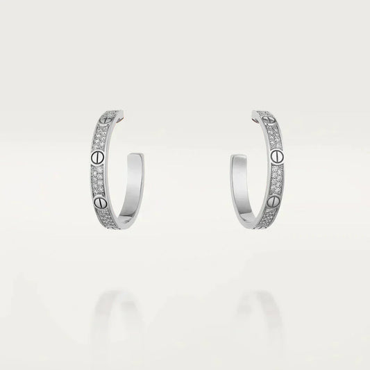 [Echo Fine ]LOVE DIAMOND SILVER HOOP EARRINGS